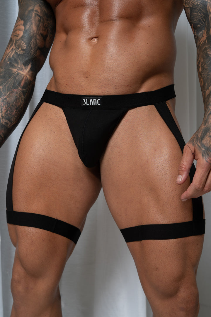 RICO GARTER THONG - BLACK
